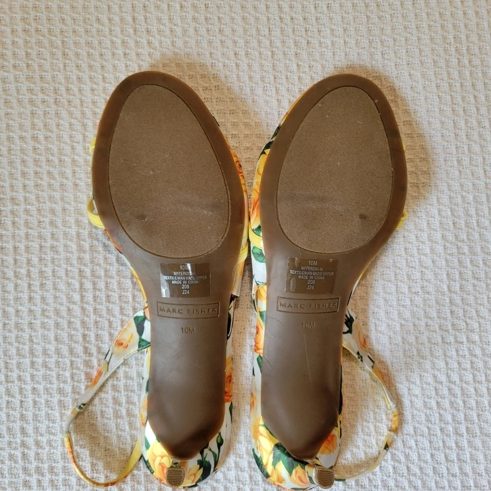 Floral Yellow Strappy Heels - Picture 5 of 13